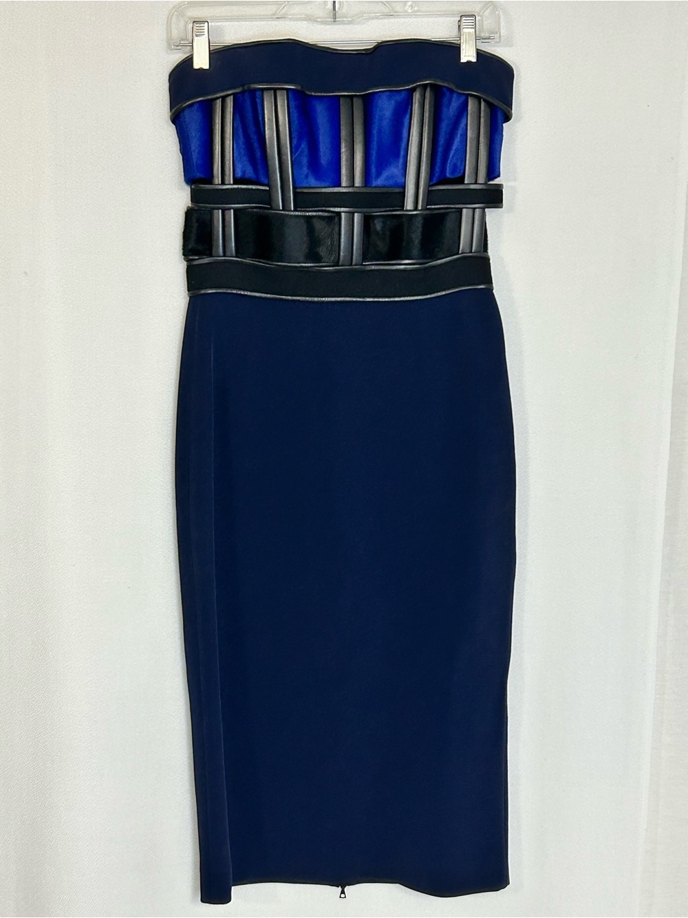 David Koma 2014 Collection Strapless Navy & Royal Blue Fitted Pencil Dress